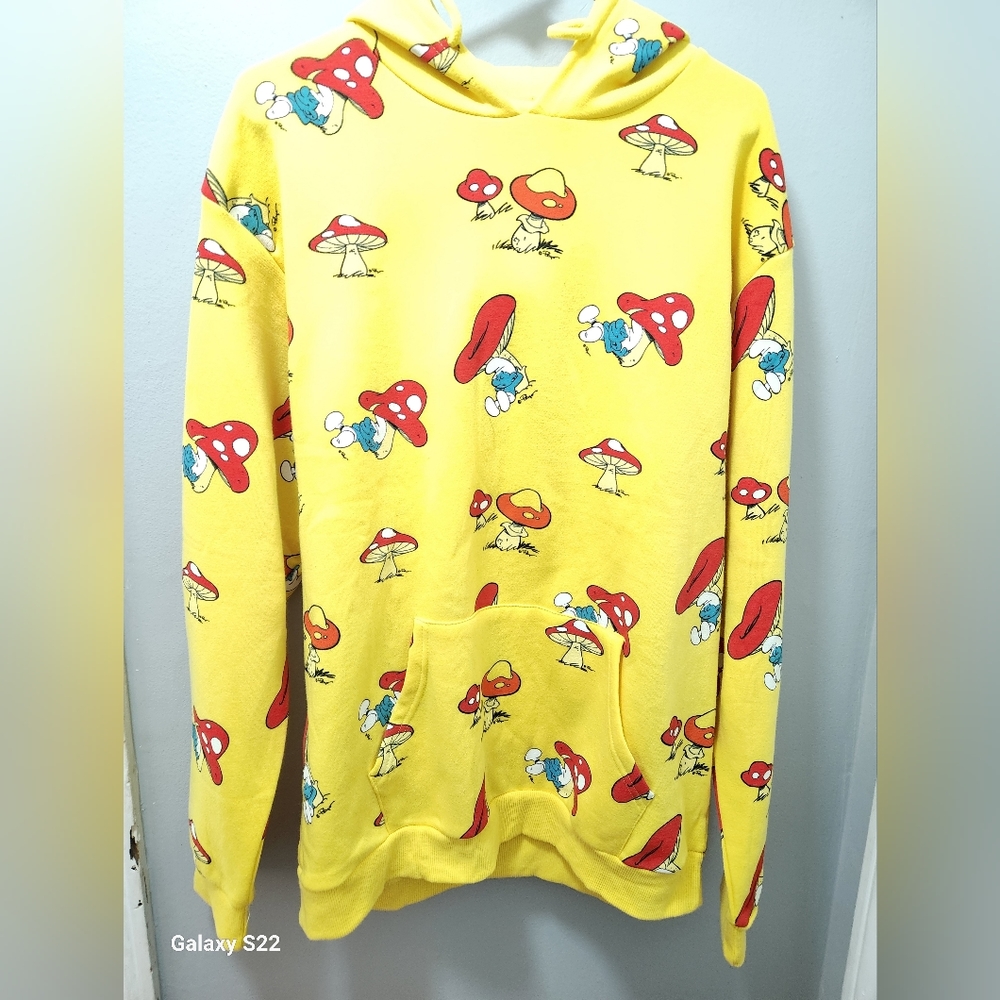 SMURFS Mushroom Pullover Hoodie. Womens Large New!